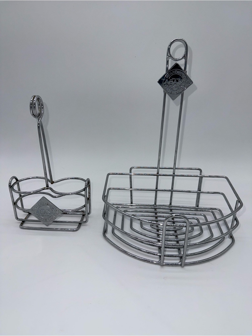 Pair of Tobasco Condiment Chrome Serving Caddy's McIlhenny Hot Sauce Novelty